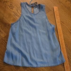 GAP Light Blue Denim-Look Tie-Back Tank Top